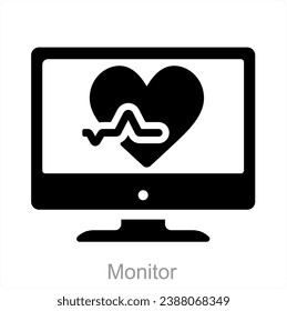 Monitor and ecg icon concept