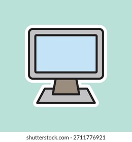 monitor editable cartoon style sticker vector