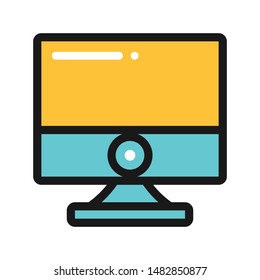 Monitor education filled line icon logo design

