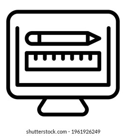 Monitor education icon. Outline Monitor education vector icon for web design isolated on white background