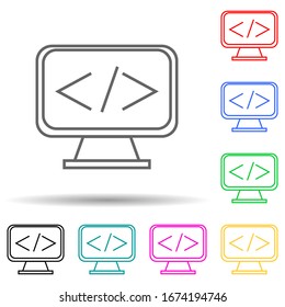 icono de estilo multicolor de ecuación de monitor. Línea delgada simple, contorno vectorial de iconos web para ui y ux, sitio web o aplicación móvil