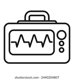 Monitor event heart icon outline vector. Impact sick. Cardiac pain problem