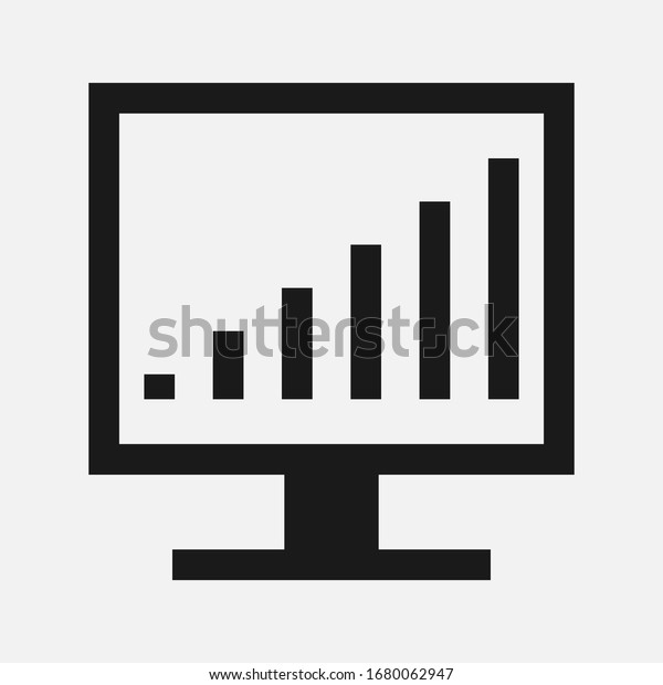 Monitor and exchange growth up graphic -\
black icon on background vector illustration for website, mobile\
application, presentation,\
infographic.