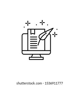 Monitor feather text icon. Element of copywriting icon