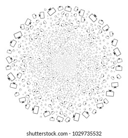 Monitor festive globula. Object pattern constructed from random monitor pictographs as fireworks cluster. Vector illustration style is flat iconic symbols.