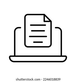 Monitor con icono de línea de grupo de archivos. Información, documento de texto, lector, carpeta, archivo pdf, formato, txt, privado, libro, nota. Concepto de conjunto de datos. Icono de línea de vector sobre fondo blanco
