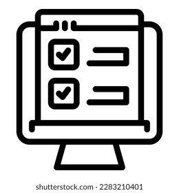 Monitorear el vector de contorno de iconos de finanzas. Papel de forma. Dinero comercial
