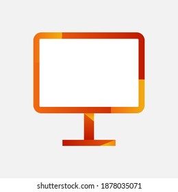 Monitor Flat Icon, Digital Black Screen Icon For Business And Presentation