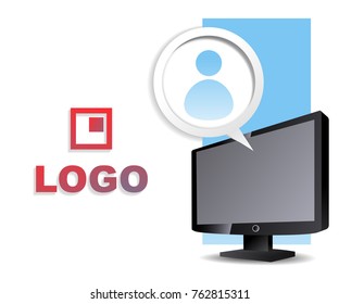 monitor flat icon on white background. Vector illustration EPS8