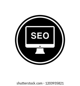 Monitor Flat icon, Monitor screen and word seo, Search Engine Optimization. 