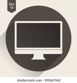 Monitor Flat Icon. Simple Sign Of Technology. Realistic Modern Monitor Symbol. Isolated On Colored Background. Mock Up Vector Illustration