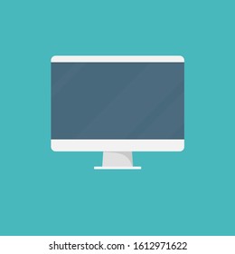 monitor flat icon. white monitor in cartoon style. stock vector illustration.10 eps.
