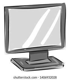 A monitor with a flat screen, resting on a stand can be used as a monitor for computers or cameras, vector, color drawing or illustration. 