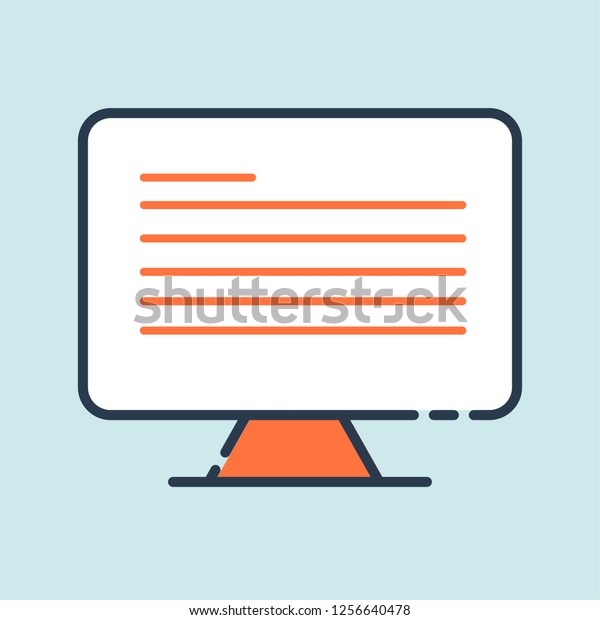 Monitor in flat\
style. Monitor screen PC icon flat style with on a blue background,\
vector illustration -\
Vector