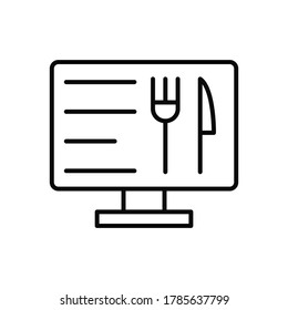 Monitor, fork, knife icon. Simple line, outline vector elements of public catering icons for ui and ux, website or mobile application