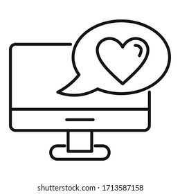 Monitor friend chat icon. Outline monitor friend chat vector icon for web design isolated on white background