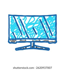monitor gaming pc doodle icon sketch vector. monitor gaming pc sign. isolated symbol illustration
