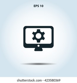 monitor and gear icon