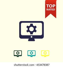 monitor and gear icon
