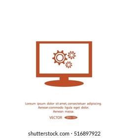 Monitor with gear icon