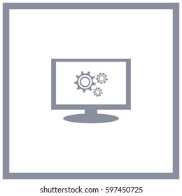 Monitor with gear icon