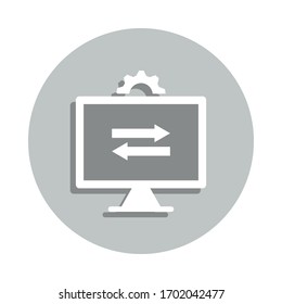 ícono de monitor, engranaje, placa de red lan. Glifo simple, vector plano de iconos de negocio para ui y ux, sitio web o aplicación móvil
