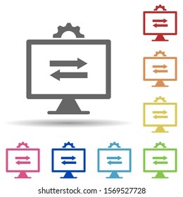 Monitor, gear, lan network in multi color style icon. Simple glyph, flat vector of business icons for ui and ux, website or mobile application