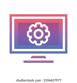 monitor gear logo gradient design template icon element