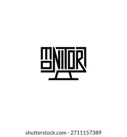 Monitor geometric letters logo typographic design.