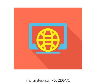 monitor globe business company office corporate image vector icon logo