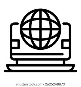 Monitor globe icon. Outline monitor globe vector icon for web design isolated on white background