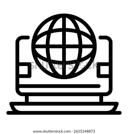 Monitor globe icon. Outline monitor globe vector icon for web design isolated on white background