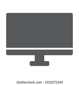 Monitor glyph icon, desktop and device, computer display sign, vector graphics, a solid pattern on a white background, eps 10.