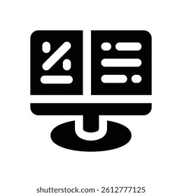 monitor glyph icon. Strong and solid vector icon for websites, mobile interfaces, presentations, and visual branding. High quality and easy to edit.