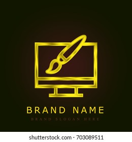 Monitor golden metallic logo