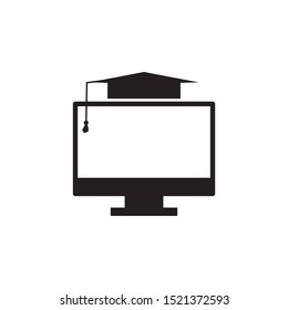 monitor, graduate hat icon. Simple glyph vector of online education set for UI and UX, website or mobile application
