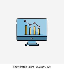 Monitor with graph isolated on white