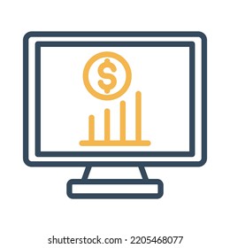 Monitor Graph Vector Icon which is suitable for commercial work and easily modify or edit it

