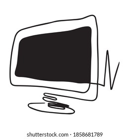 monitor diseño gráfico ilustración vectorial, icono, dibujo de tatuajes de arte, logotipo, dibujo a mano, uso en impresión