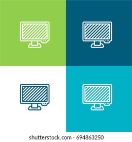 Monitor green and blue material color minimal icon or logo design