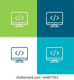 Monitor green and blue material color minimal icon or logo design
