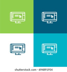 Monitor green and blue material color minimal icon or logo design