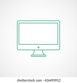 Monitor Green Flat Icon On White Background