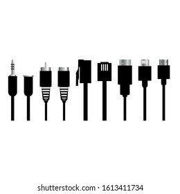 Monitor hardware icons, cabels on white background