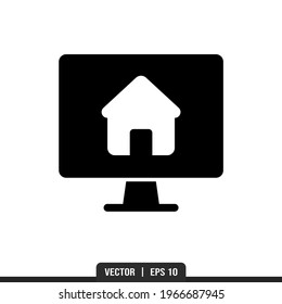 Monitor Home Symbol Vektorgrafik, Illustration Logo Vorlage im trendigen Stil. Geeignet für viele Zwecke.