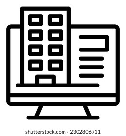 Monitor house icon outline vector. City stay. Social family