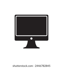 Monitor icon. Black Computer Monitor icon on white background. Vector illustration