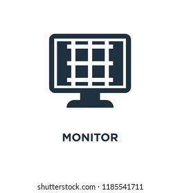 Monitor icon. Black filled vector illustration. Monitor symbol on white background. Can be used in web and mobile.