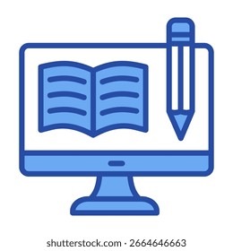 Ícone do monitor - Ilustração de vetor azul