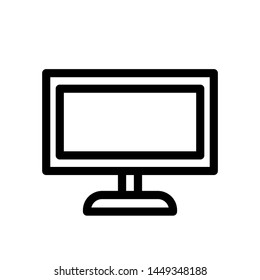 Monitor icon , business concept design emblem isolated , office screen outline solid background white